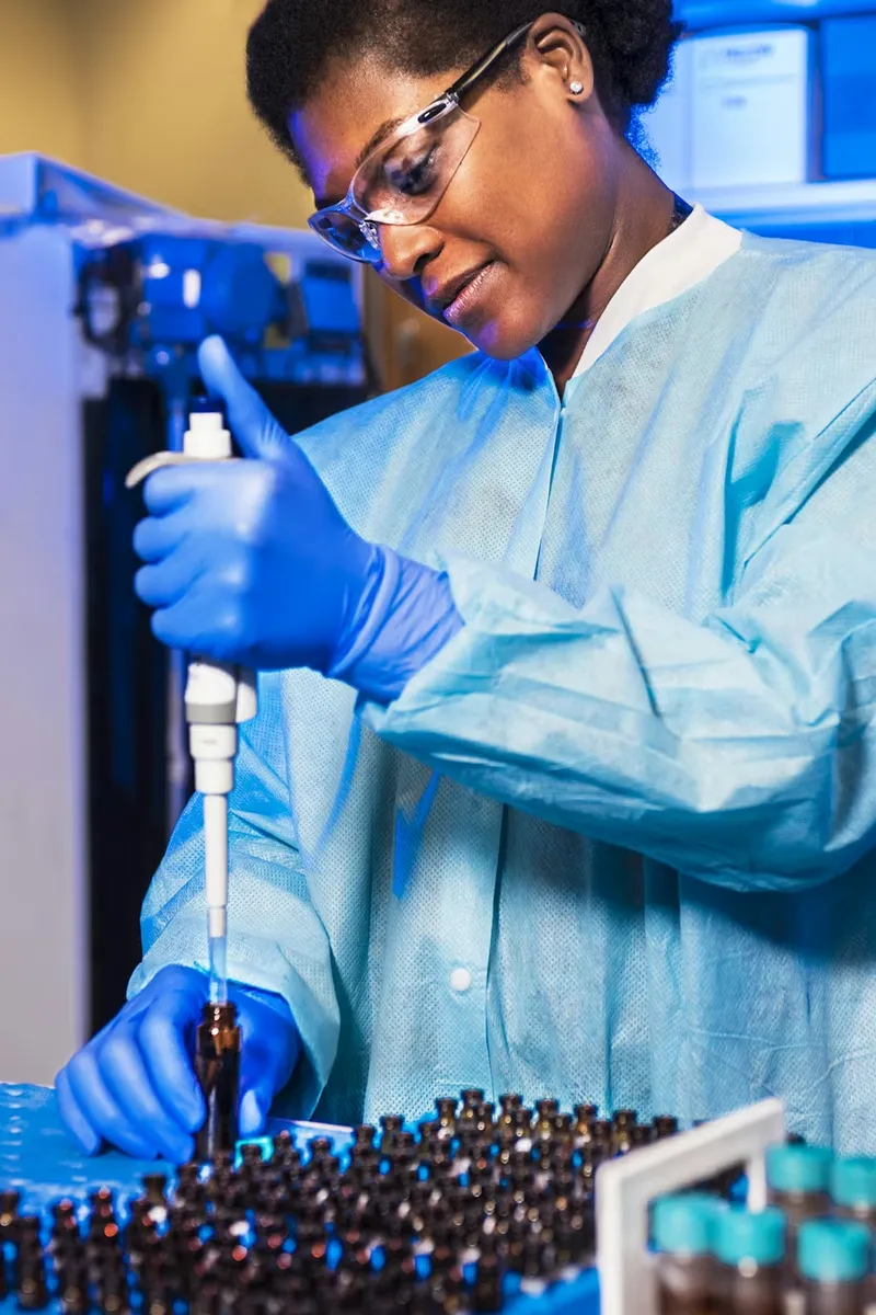 Sample preparation vials in the lab
